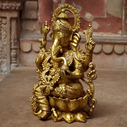 Lord Ganesha Statue Sited On Lotus Base Craftsview