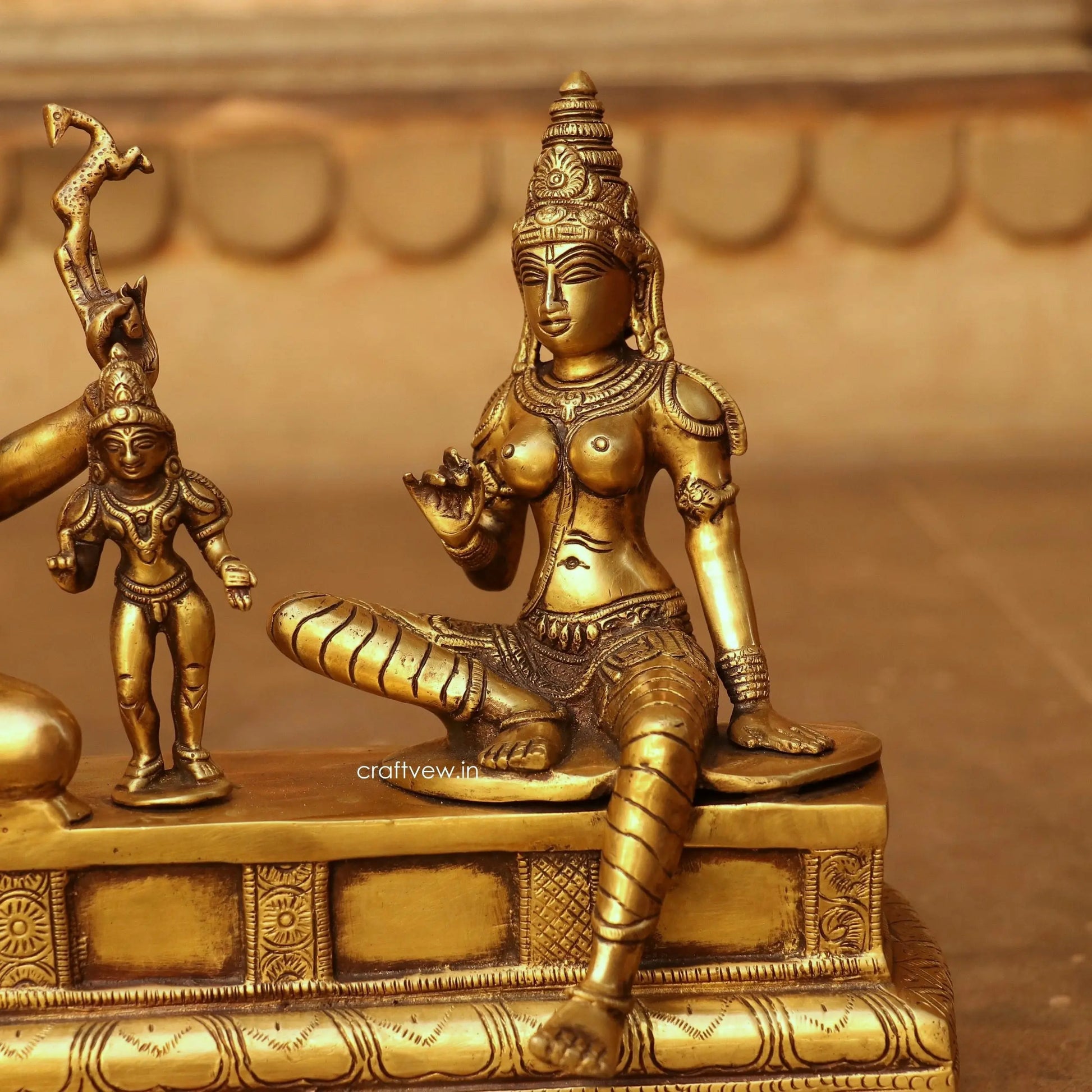 Brass Vishnu Lakshmi Sculpture 13" Craftsview