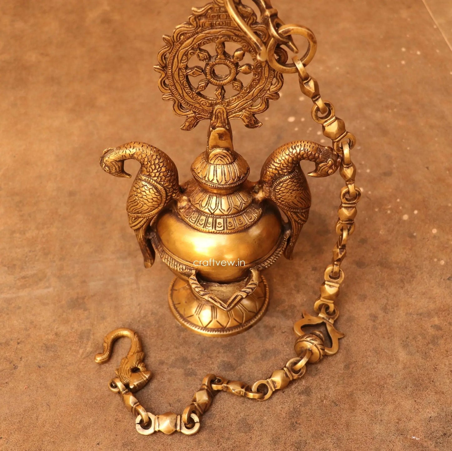 Brass Hanging Oil Lamp Décor Figurine 41" craftsview