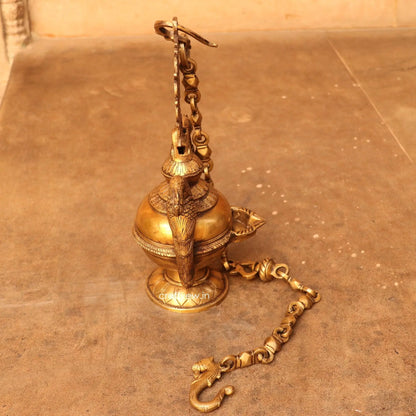 Brass Hanging Oil Lamp Décor Figurine 41" craftsview