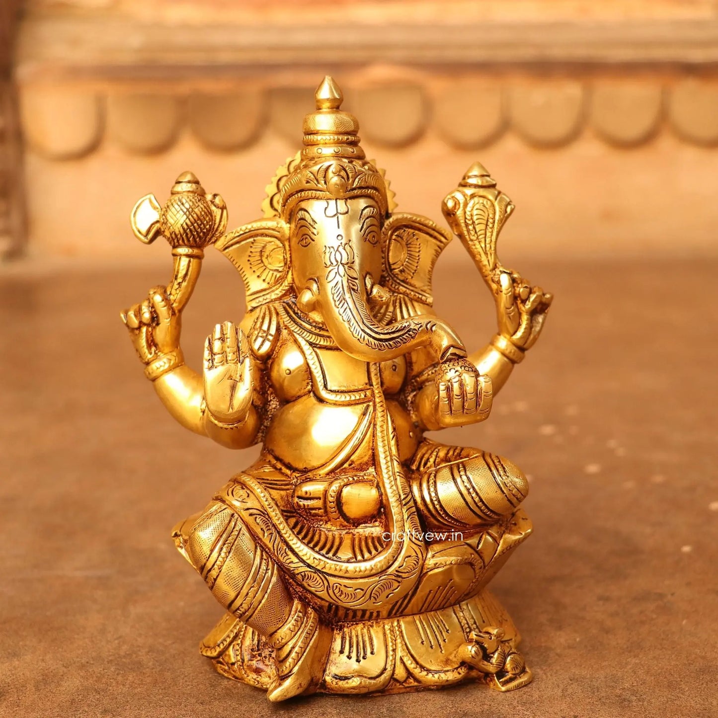 Brass Ganesha Lakshmi Statue Fine Quality 8" craftsview