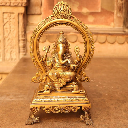 Brass Lord Ganesh Statue With Frame craftsview