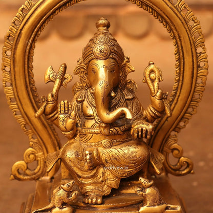 Brass Lord Ganesh Statue With Frame craftsview