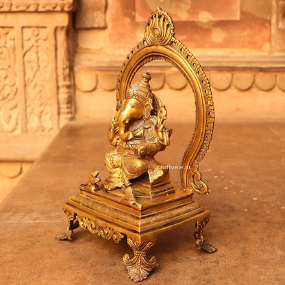 Brass Lord Ganesh Statue With Frame craftsview