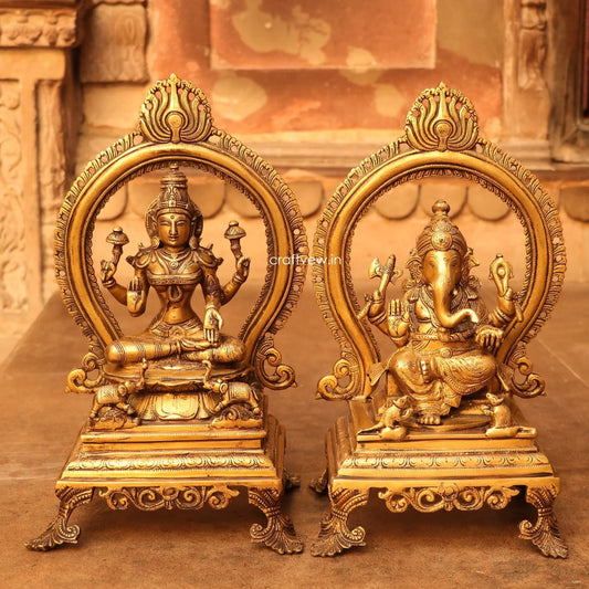 Brass Beautiful Lakshmi Ganesh Statues Fine Quality craftsview