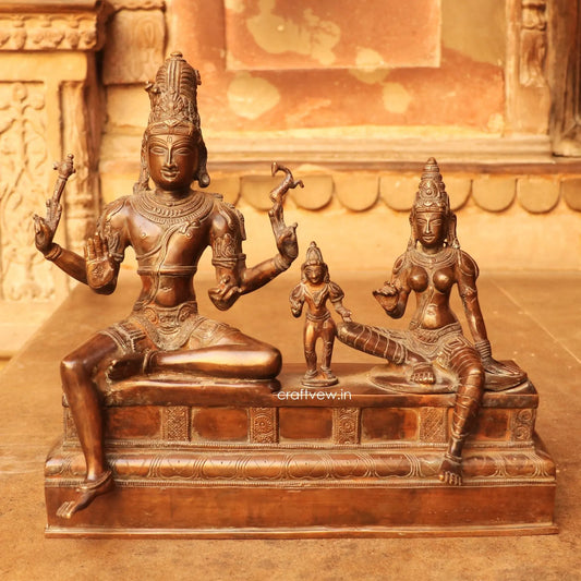 Brass Vishnu Lakshmi Sculpture Vintage Copper Finish 13" Craftsview