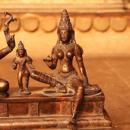 Brass Vishnu Lakshmi Sculpture Vintage Copper Finish 13" Craftsview