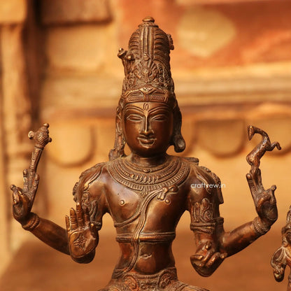 Brass Vishnu Lakshmi Sculpture Vintage Copper Finish 13" Craftsview