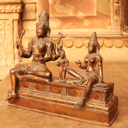 Brass Vishnu Lakshmi Sculpture Vintage Copper Finish 13" Craftsview