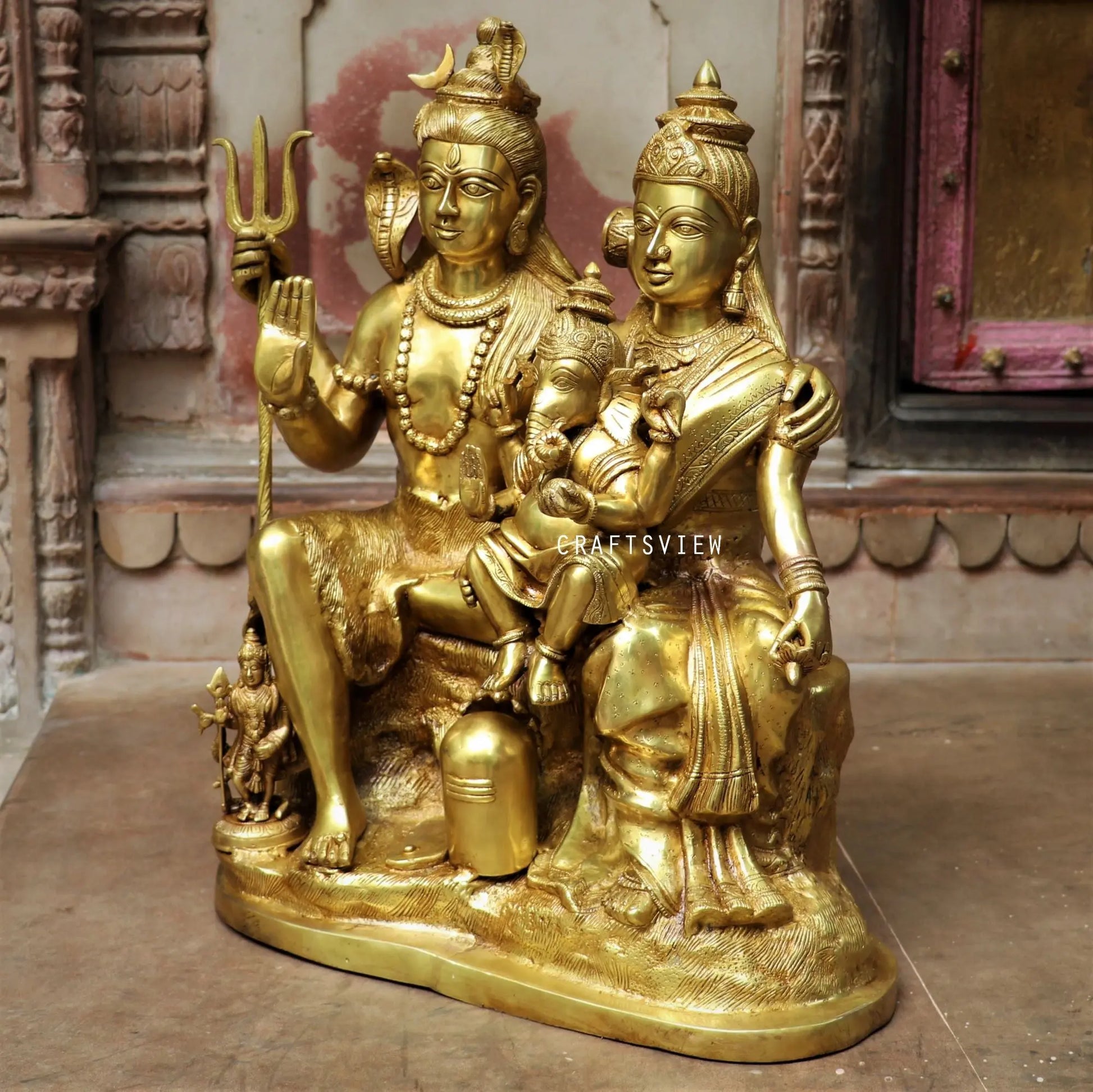 Brass Large Shiva Family 25" craftsview