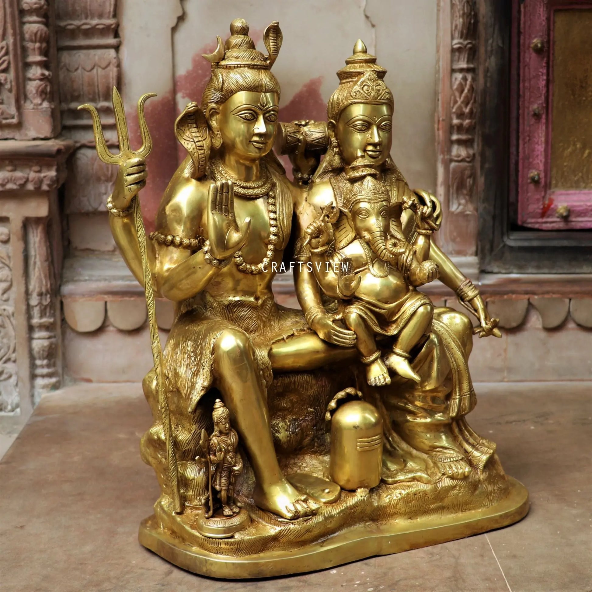 Brass Large Shiva Family 25" craftsview