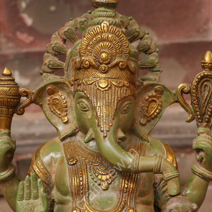 Superfine Lotus Ganesha Brass Idol