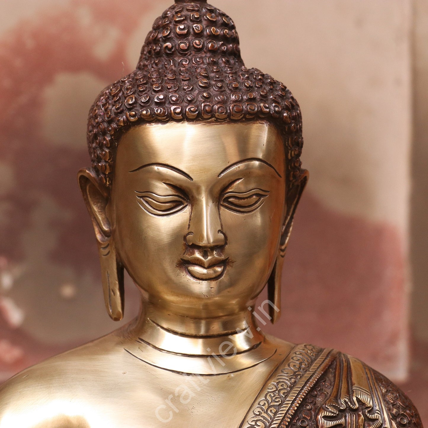 Brass Lord Buddha Blessing Sculpture