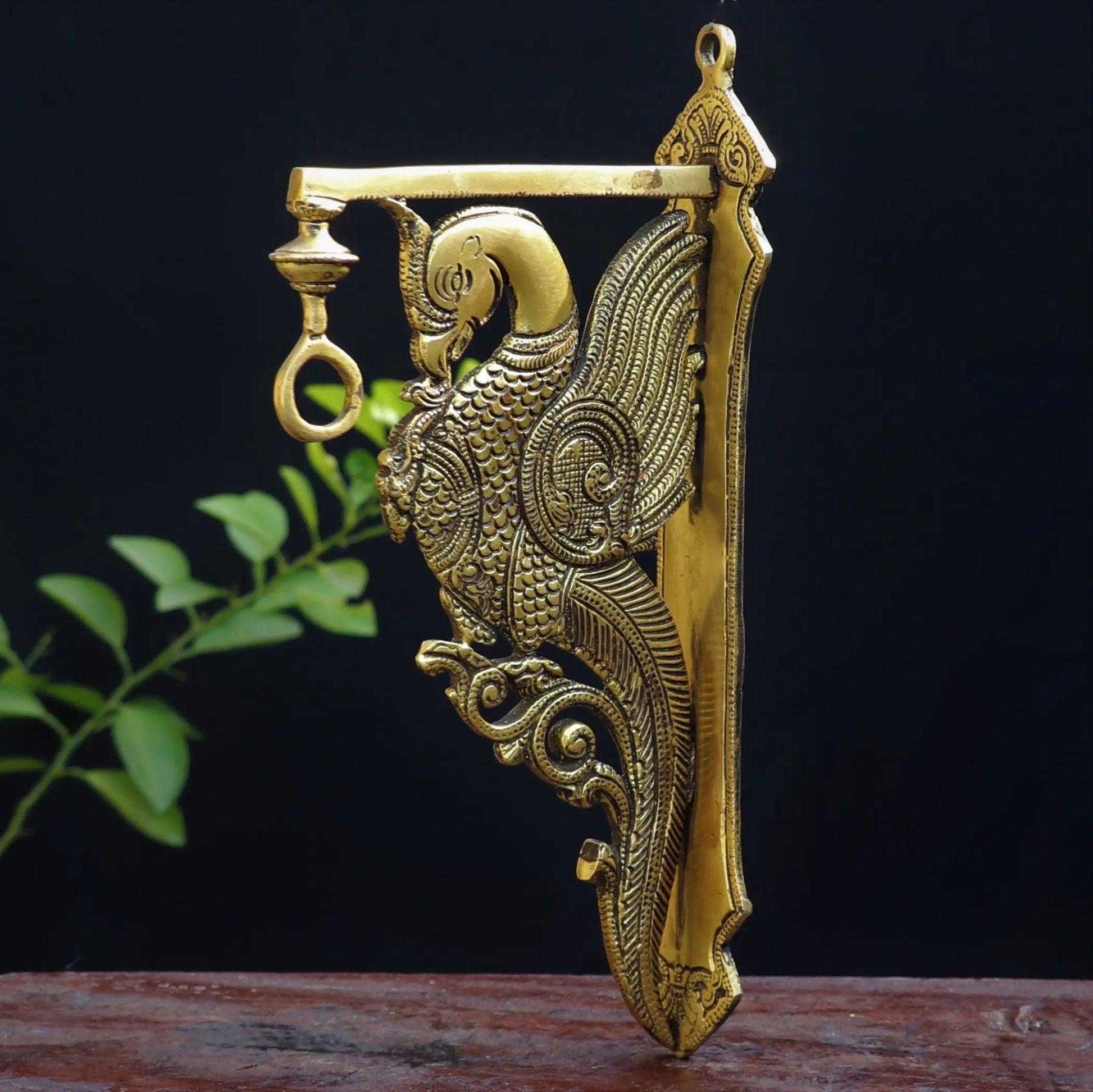 Brass Peacock Wall Bracket Ascents 12" craftsview