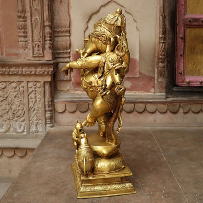 Brass Dashbhuja Ganesh Statue craftsview