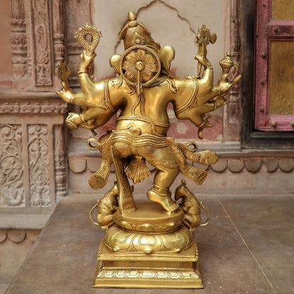 Brass Dashbhuja Ganesh Statue craftsview