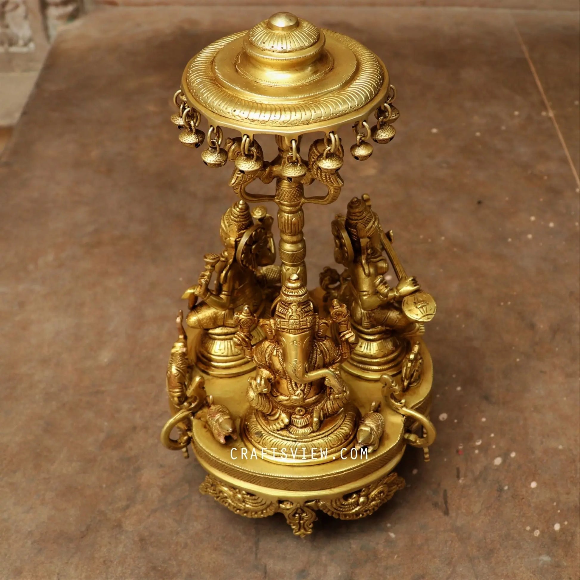 Brass Ganesh Lakshmi Saraswati Statue 15" craftsview