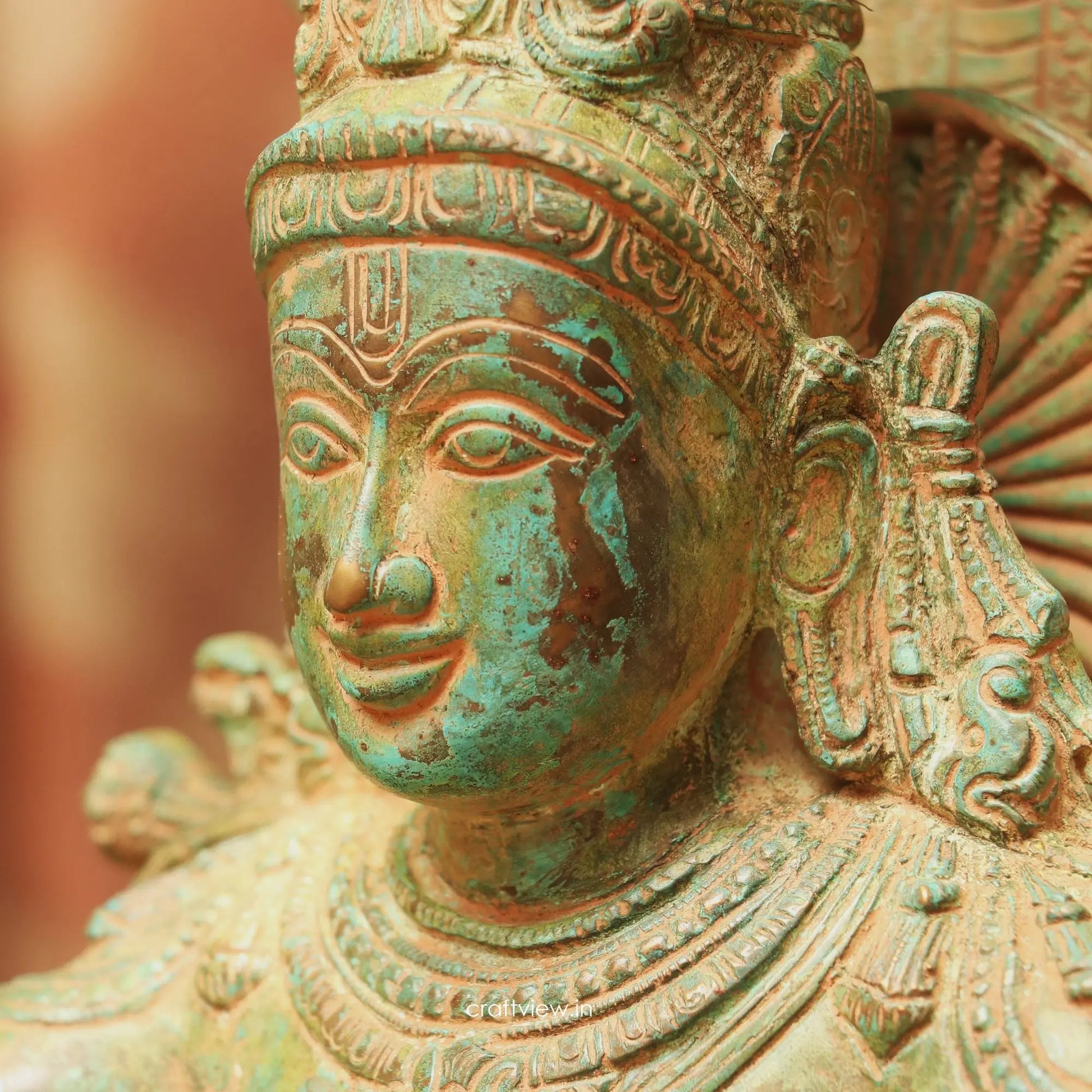 Brass Vintage Lord Vishnu Sculpture with Shesh Naag 28" craftsview