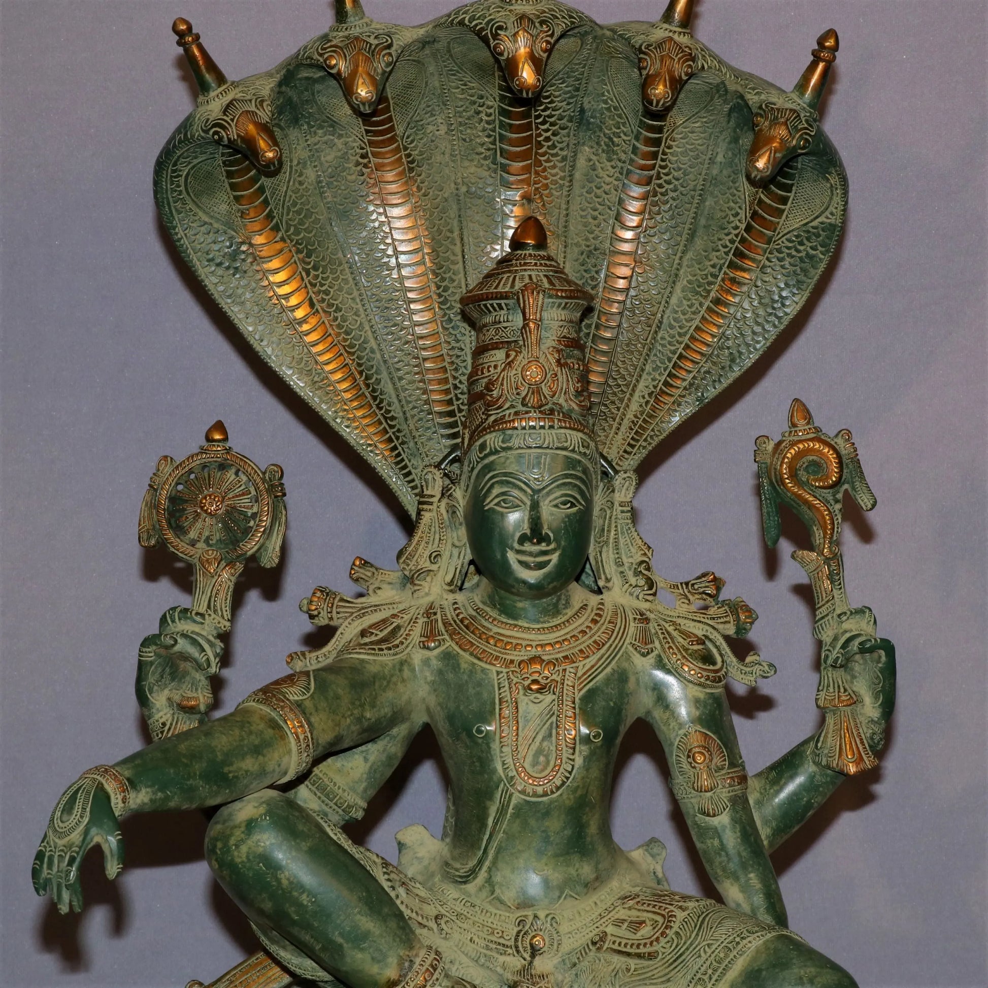 Brass Vishnu Statue Sitting On Sheshnaag craftsview