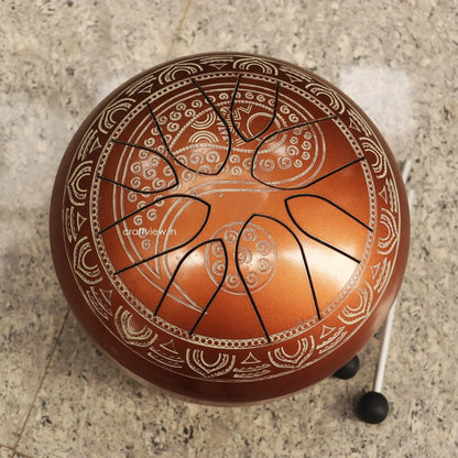 8.5" Artistic Musical Tongue Drum Pan For Music Carving Matte Copper Craftsview