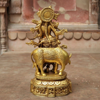 Brass Krishna Statue With cow craftsview