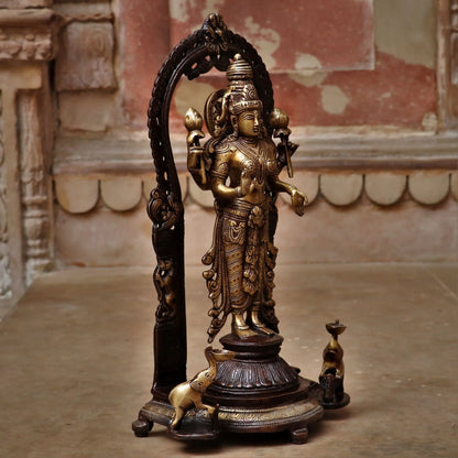 Brass Lakshmi Idol with Prabhavali 16" craftsview