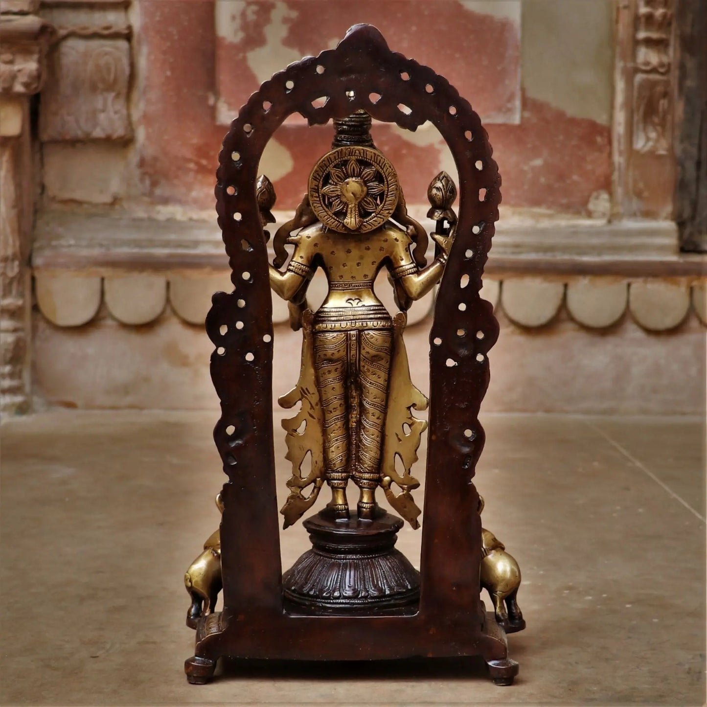 Brass Lakshmi Idol with Prabhavali 16" craftsview