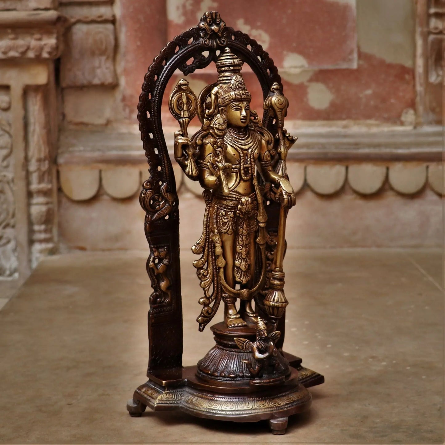 Brass Vishnu Idol with Frame 16" craftsview