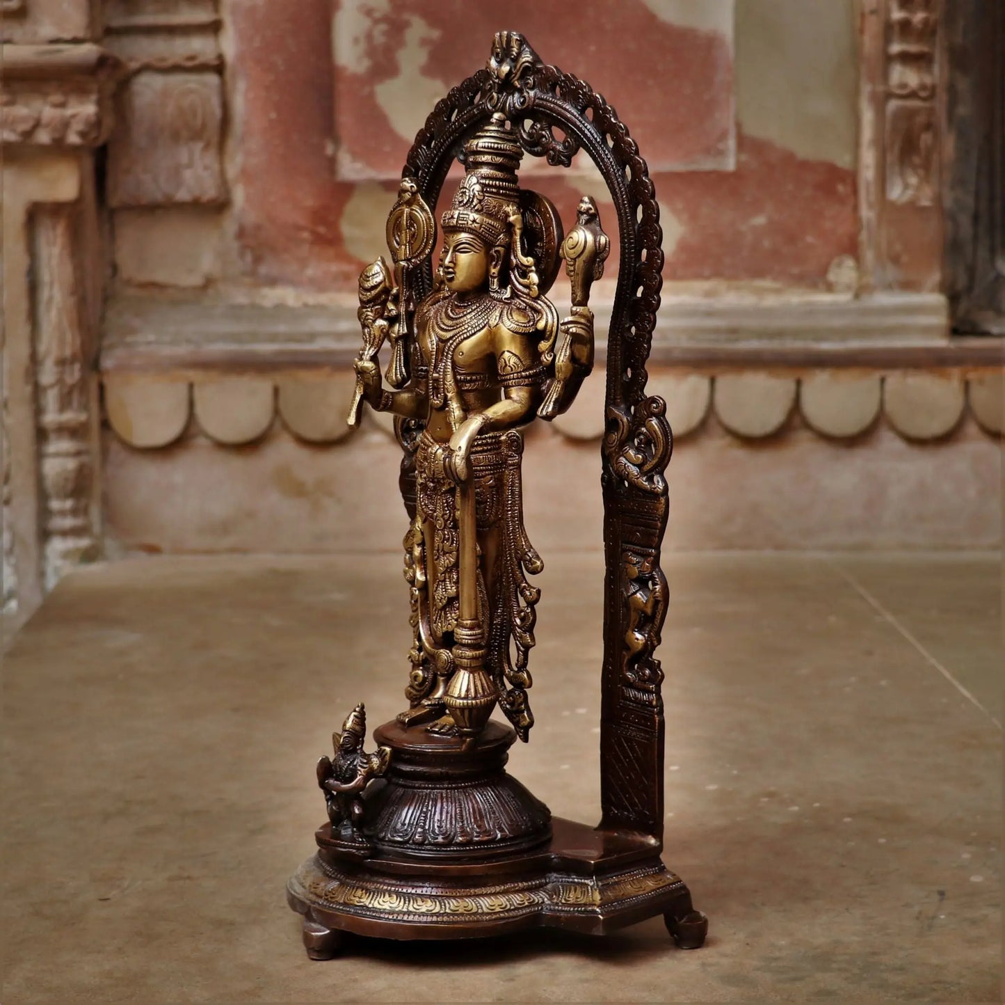 Brass Vishnu Idol with Frame 16" craftsview