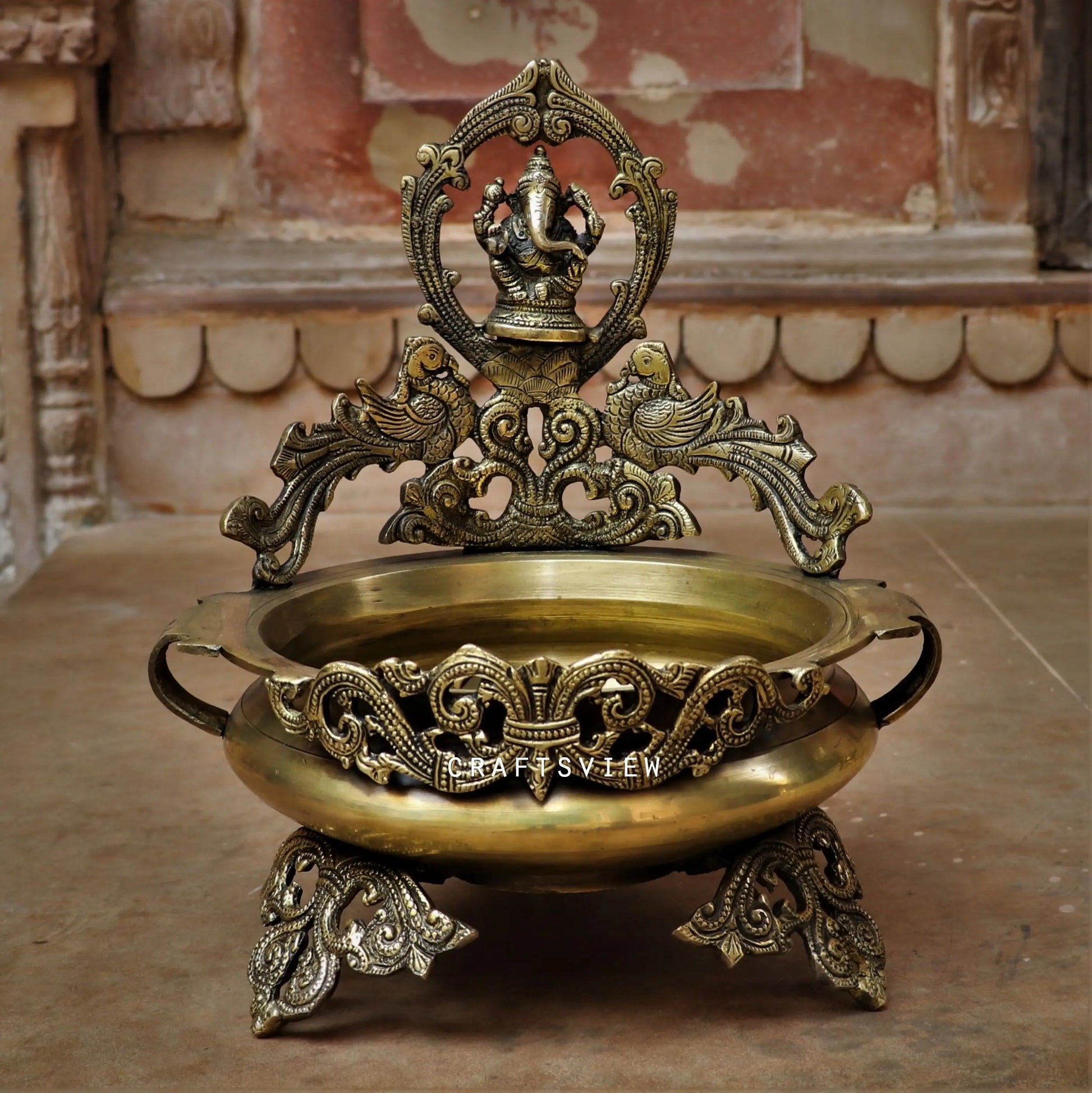 Brass Decoration Urli With Ganesh craftsview