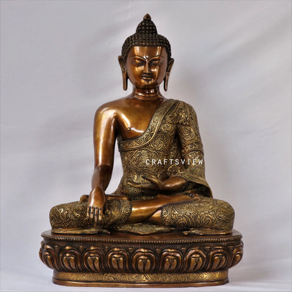 Superfine Brass Meditation Buddha Sculpture 22" craftsview