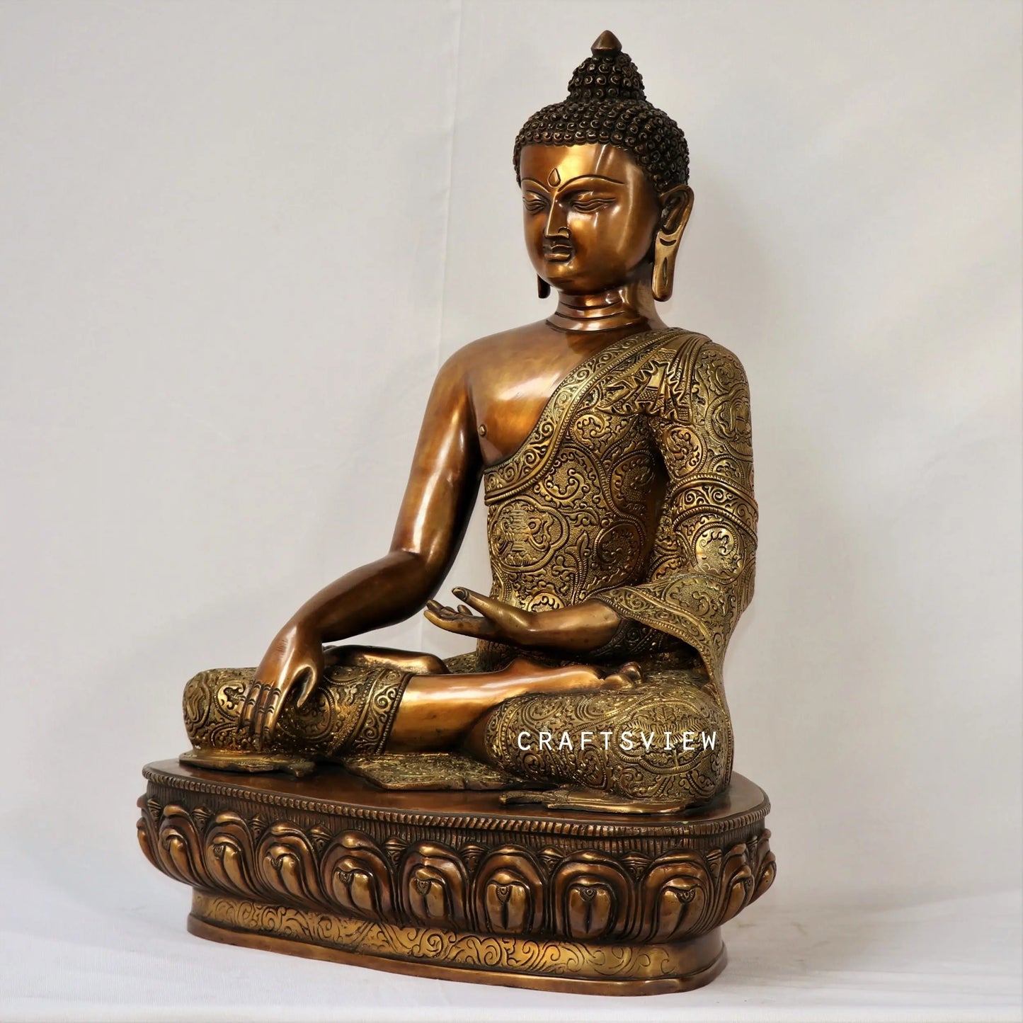 Superfine Brass Meditation Buddha Sculpture 22" craftsview