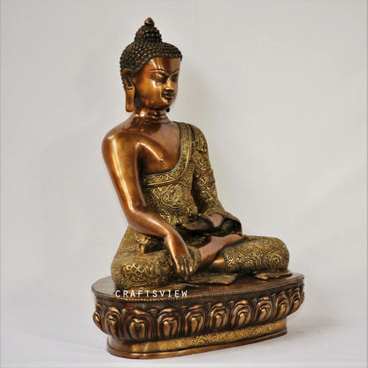 Superfine Brass Meditation Buddha Sculpture 22" craftsview