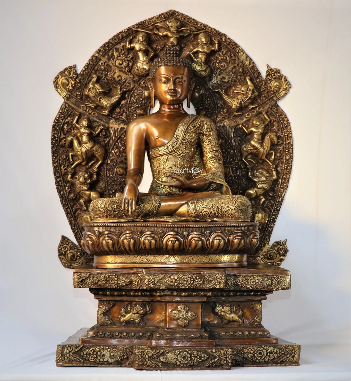 3 Feet Brass Buddha Statue With Prabhavali Craftsview