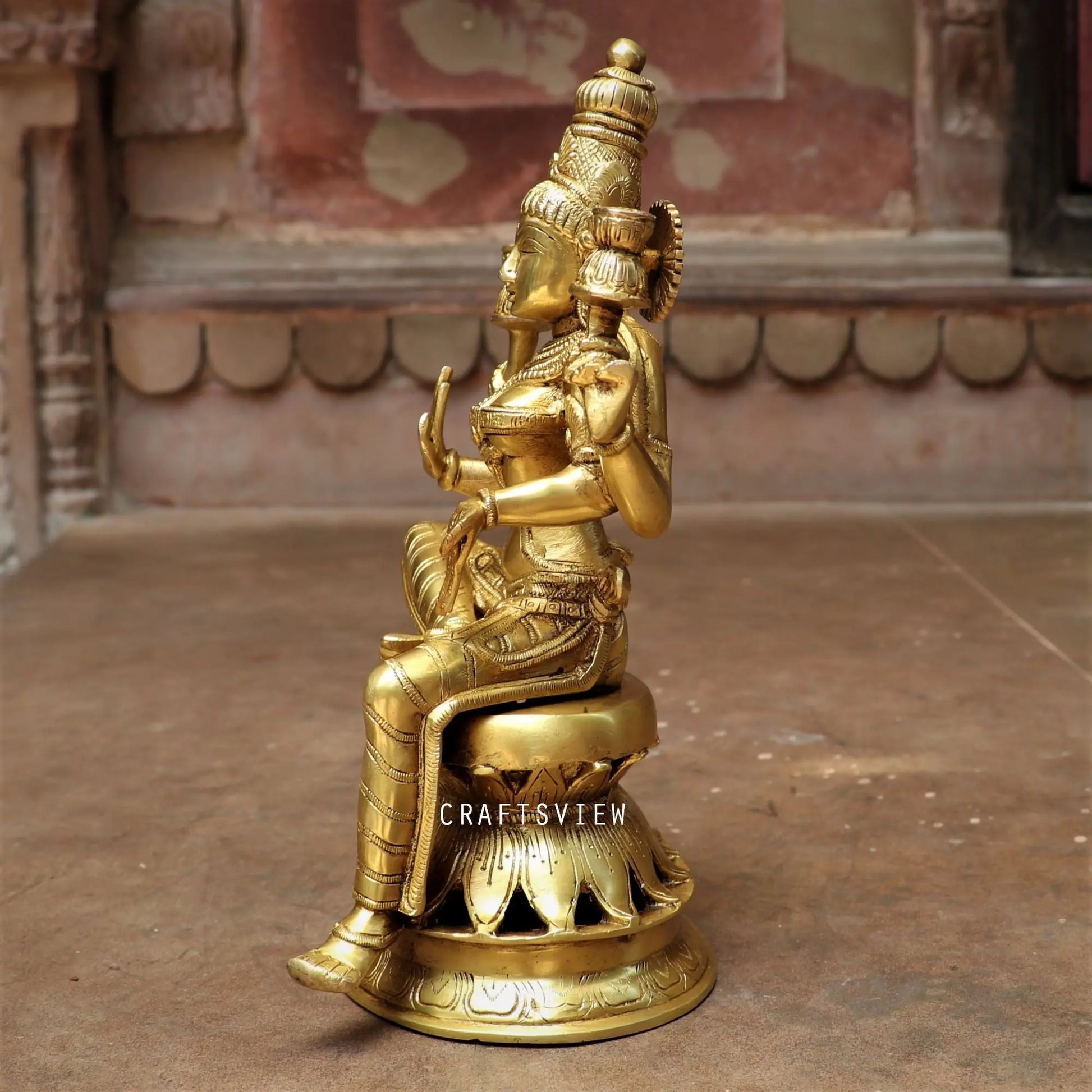 Brass Maa Lakshmi Statue Base On Lotus craftsview