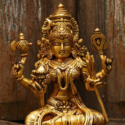 Brass Goddess Rajarajeshwari Lakshmi statue 10.5" craftsview