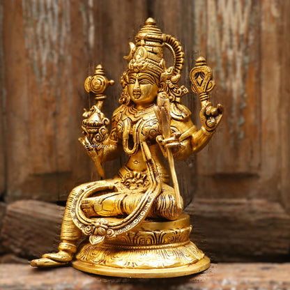 Brass Goddess Rajarajeshwari Lakshmi statue 10.5" craftsview