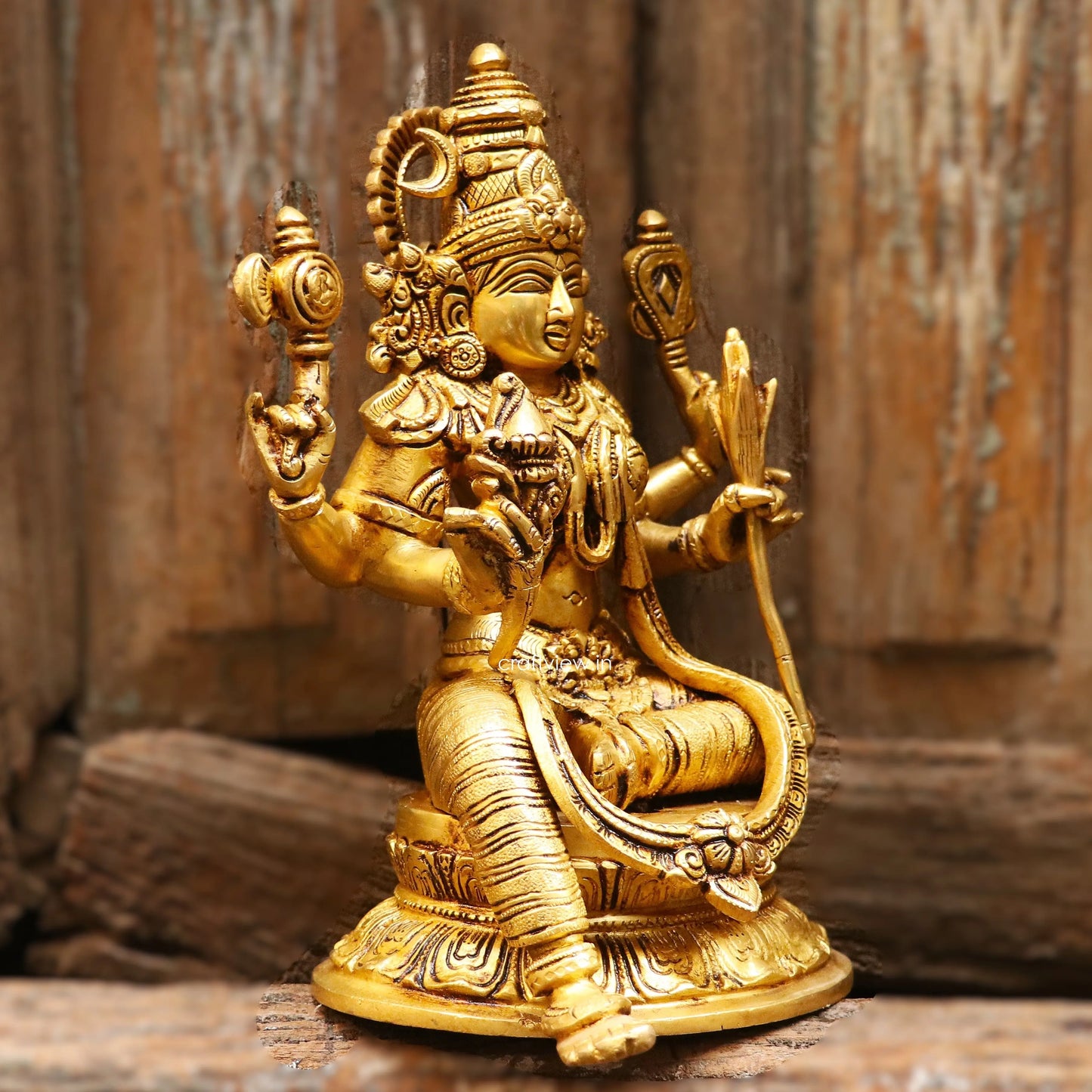 Brass Goddess Rajarajeshwari Lakshmi statue 10.5" craftsview