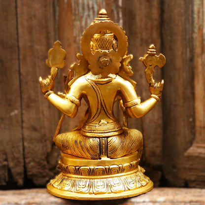 Brass Goddess Rajarajeshwari Lakshmi statue 10.5" craftsview