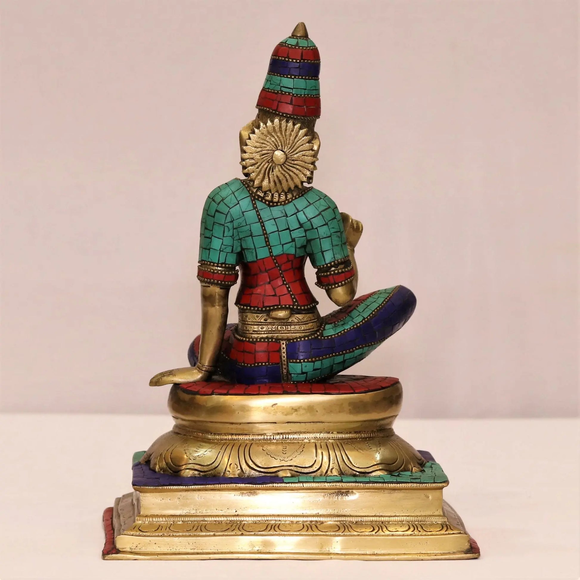 Brass Sitting Parvati Statue with Stone Work 14" craftsview