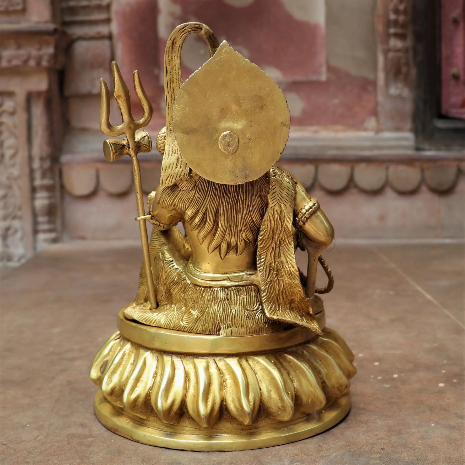 Brass Shiva Statue Sitting On Floral Base craftsview