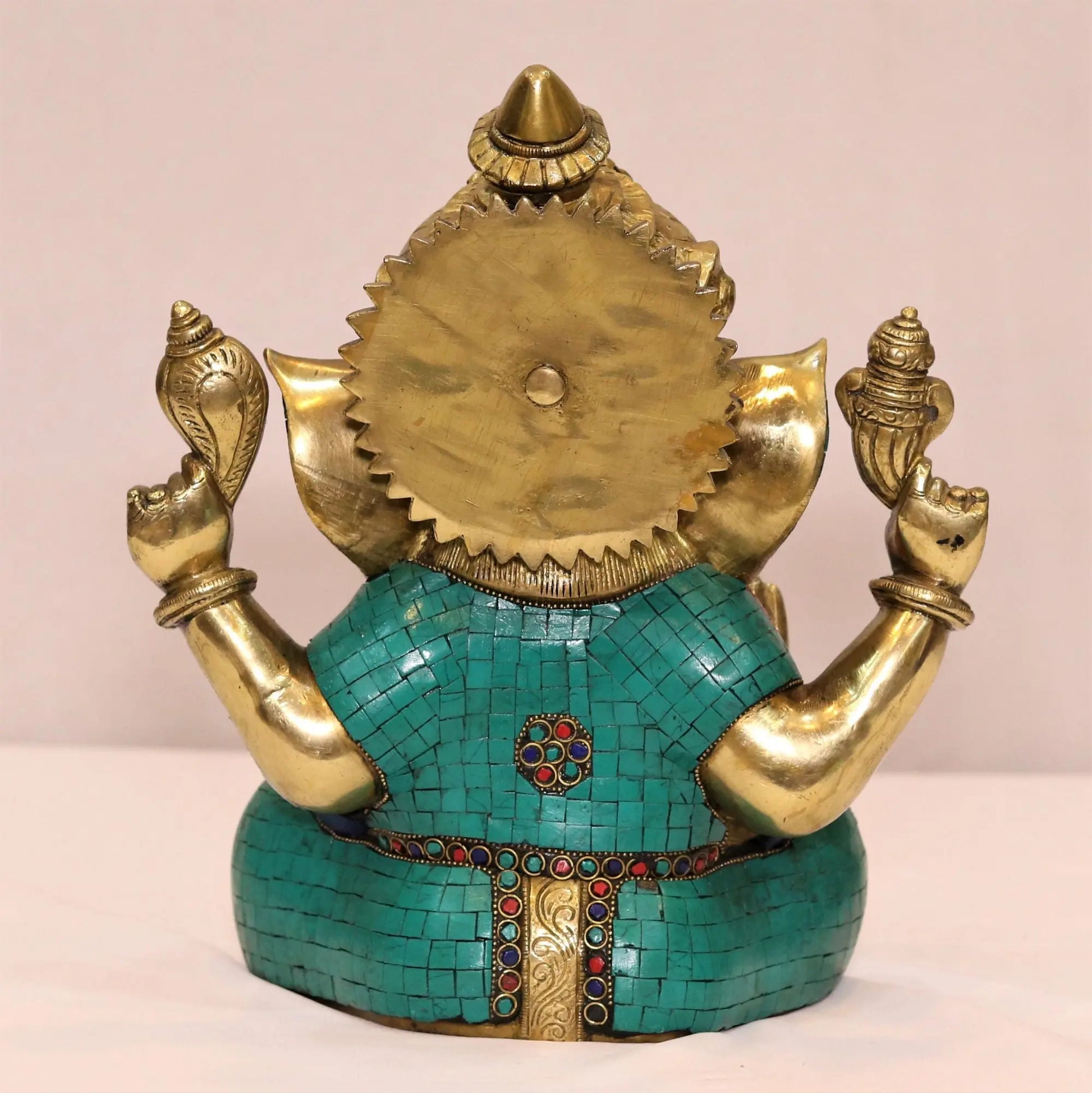 Brass Lord Ganesh Statue with Stone Work 12" Craftsview