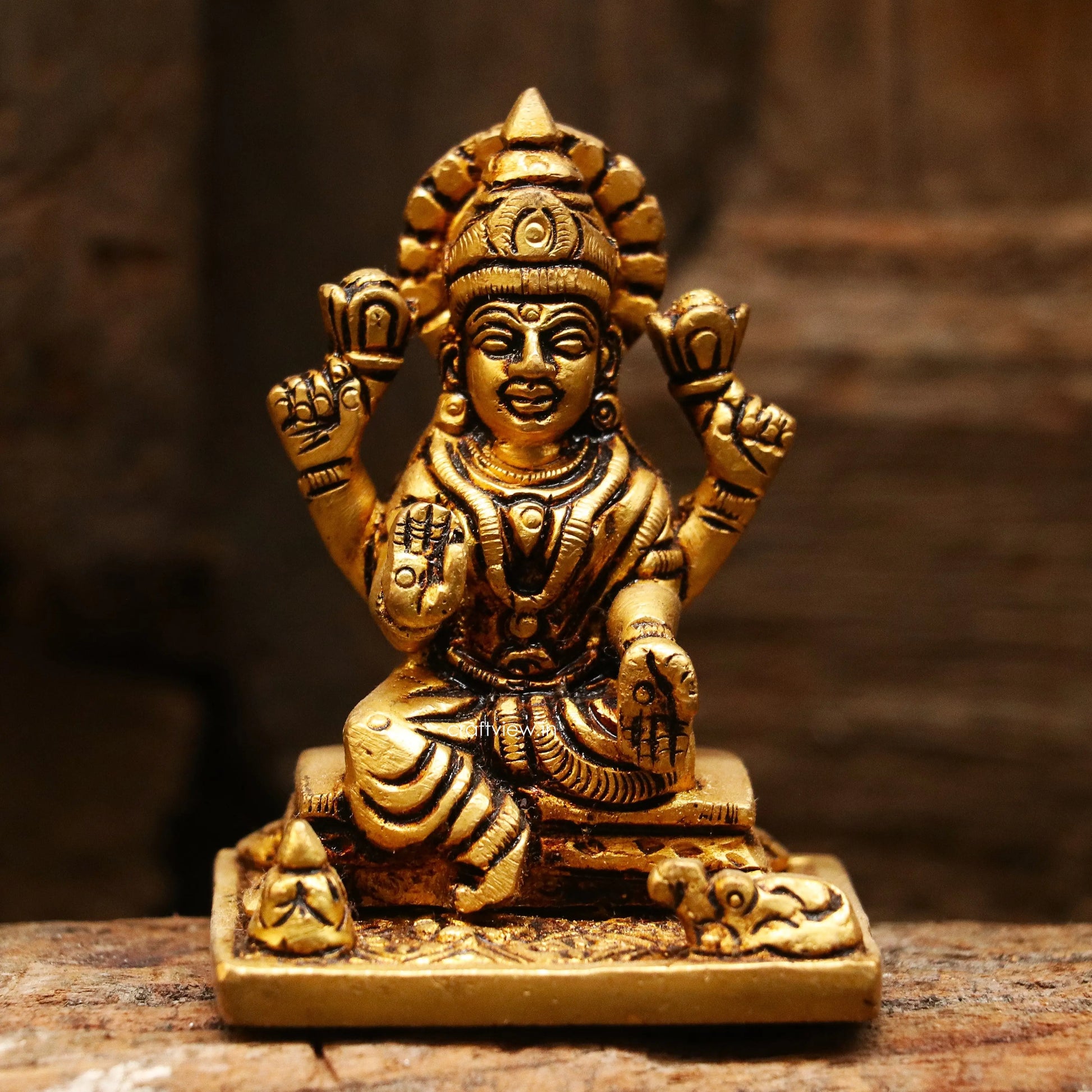 3" Brass Ganesh Lakshmi Statue Fine Quality Craftsview