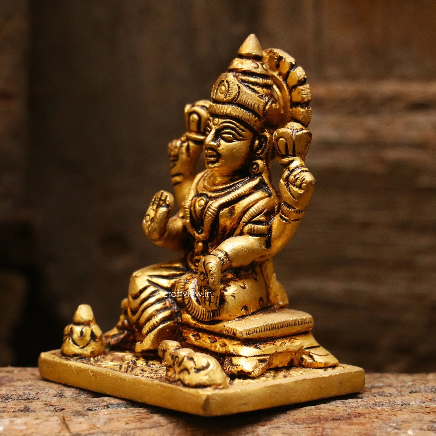 3" Brass Ganesh Lakshmi Statue Fine Quality Craftsview