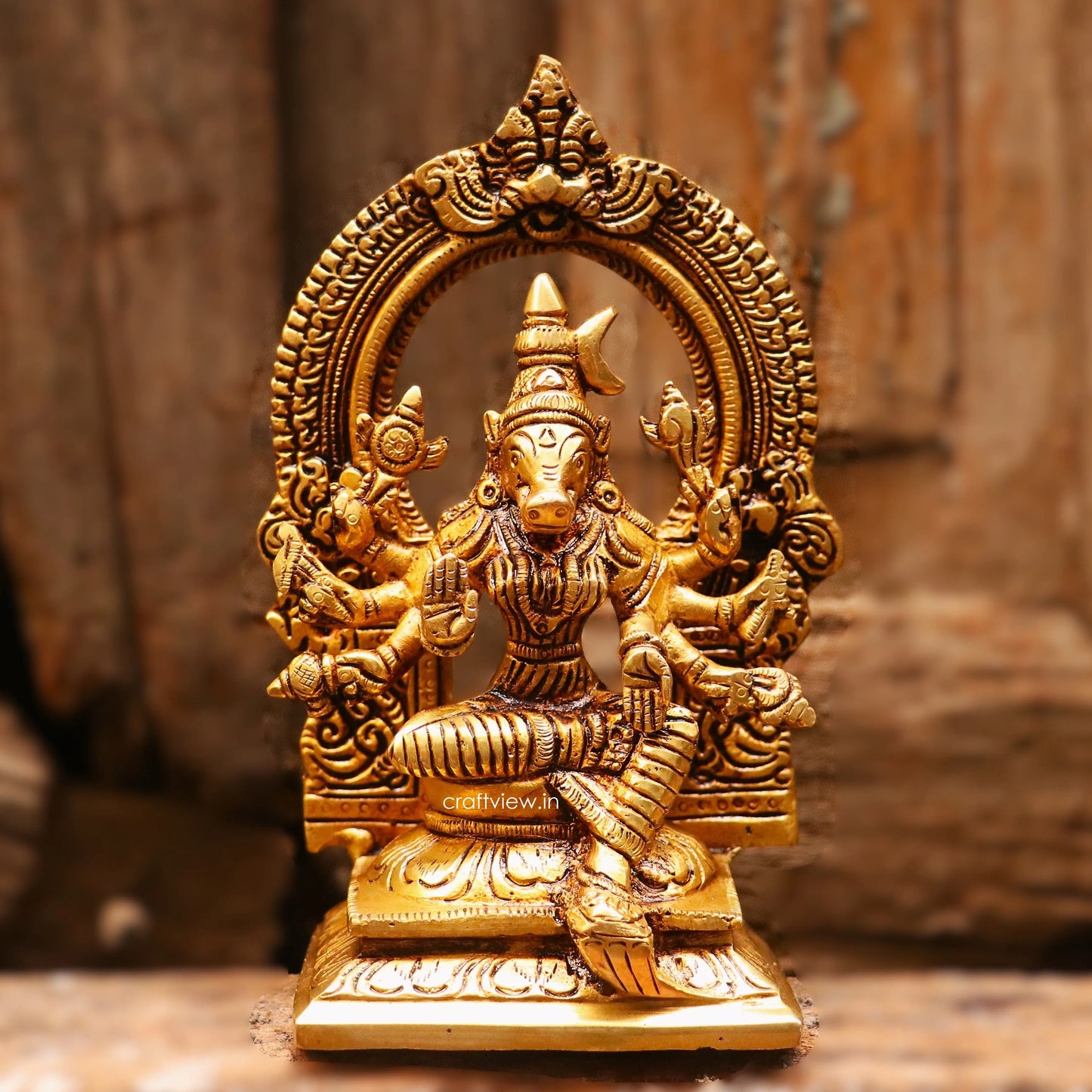 6" Superfine Statue of Goddess Varahi - Bestower of Siddhi In Brass Craftsview