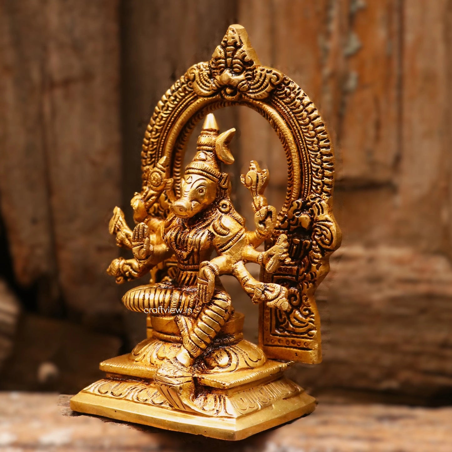 6" Superfine Statue of Goddess Varahi - Bestower of Siddhi In Brass Craftsview