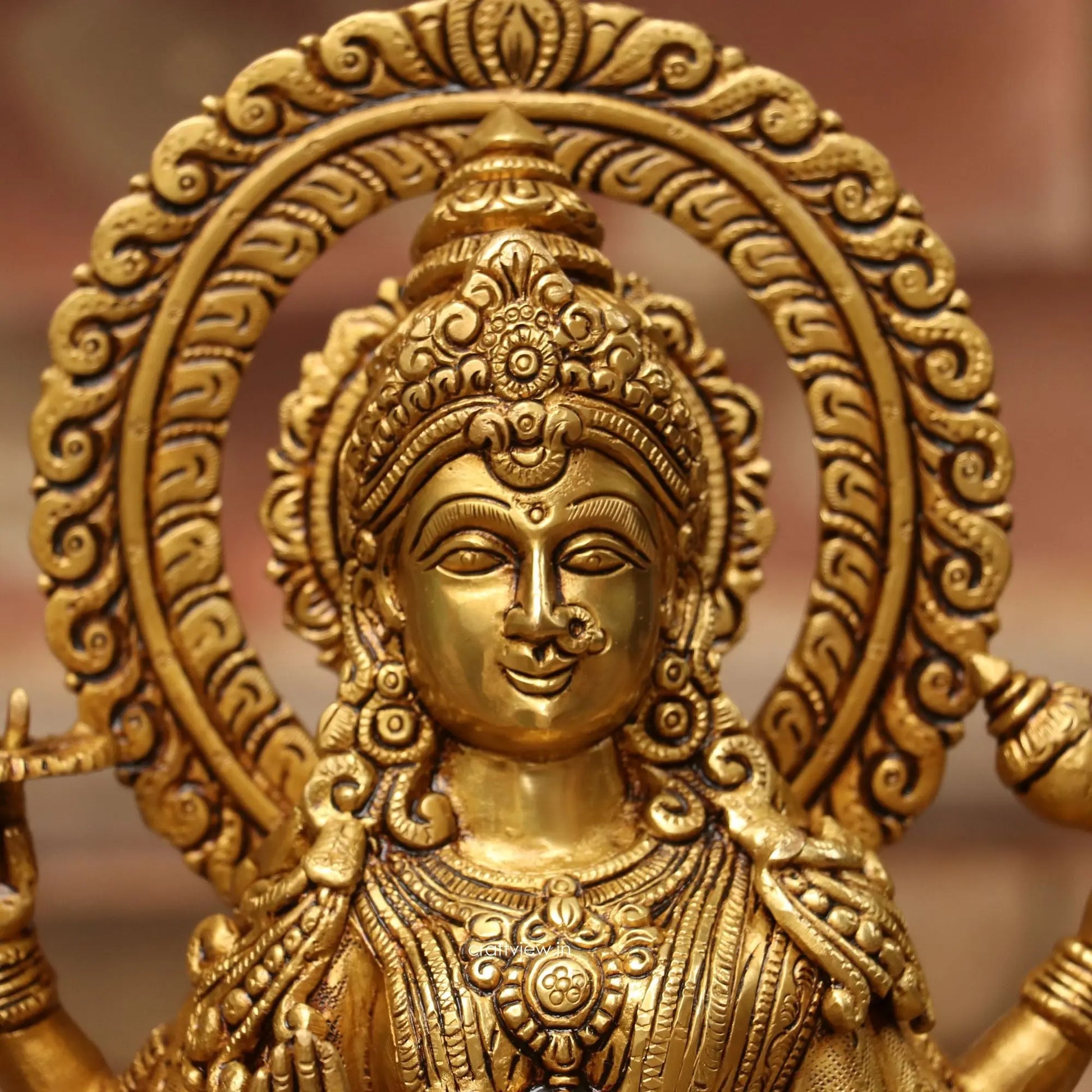 Brass Durga (Ma Sherawali) Statue 17" Craftsview