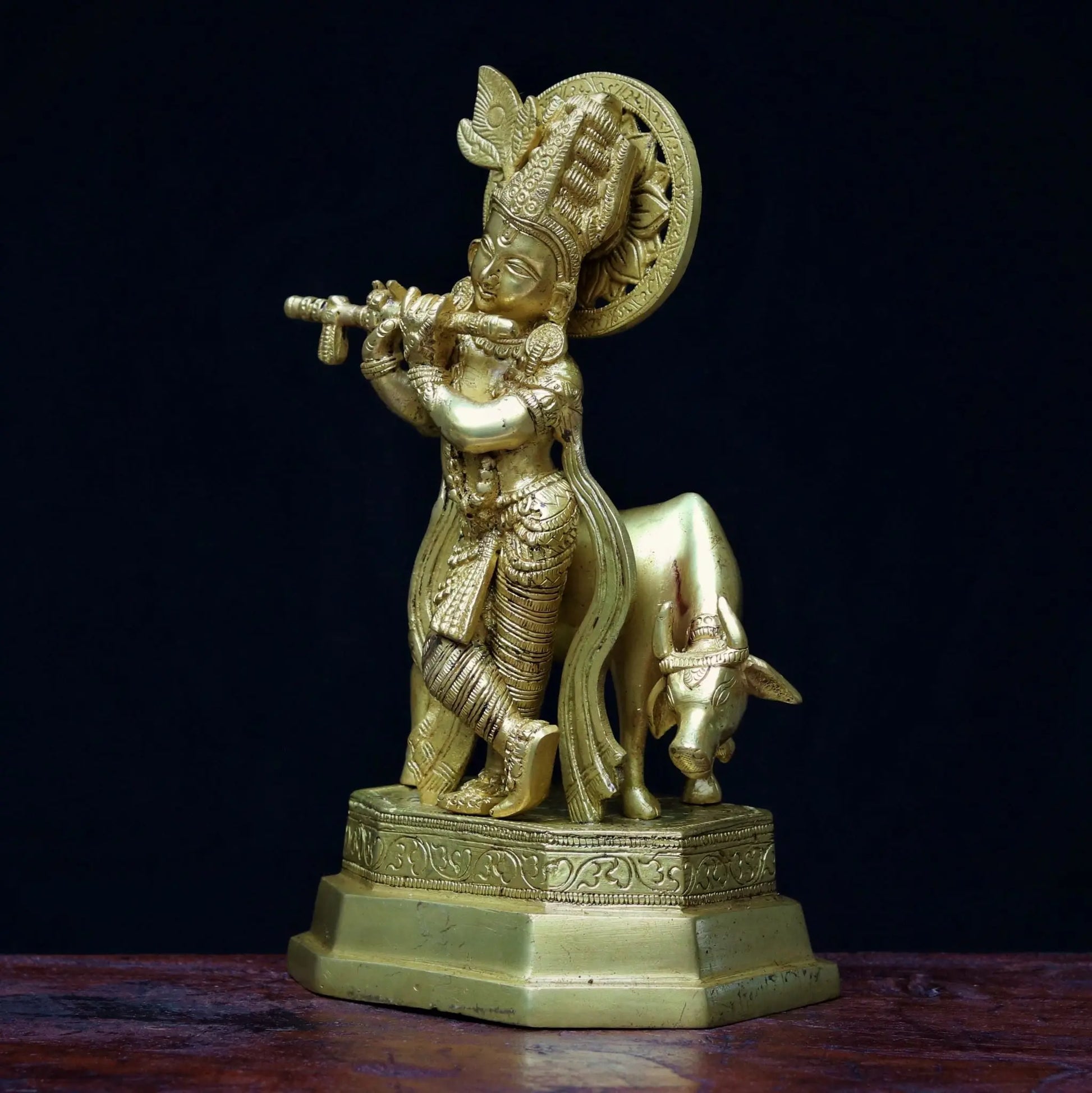 Lord Krishna With Cow standing on base 10" craftsview