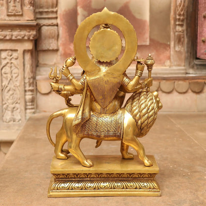 Brass Durga (Ma Sherawali) Statue 17" Craftsview