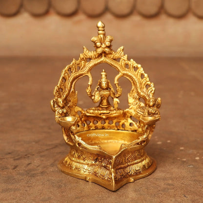 6" exquisite piece of artistic brass Lakshmi oil lamp Craftsview